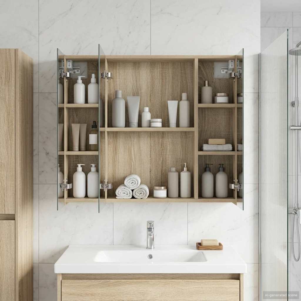 Badkamer spiegelkast met plank Sonoma Eiken 80 x 14.5 x 70 cm is nu te koop bij PeponiXL, paradijselijk wonen!