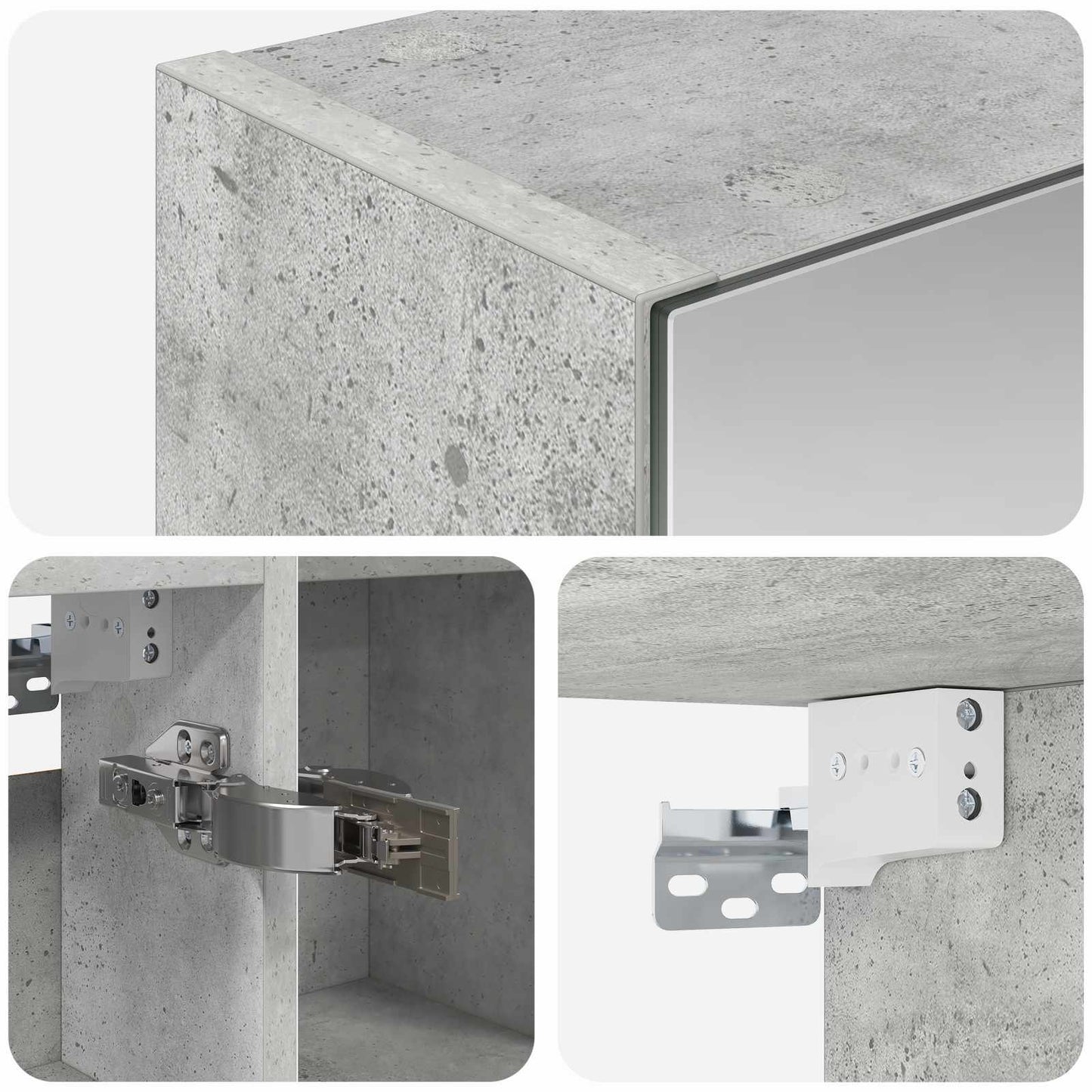 Badkamer spiegelkast Beton Grijs 80 x 14.5 x 70 cm Bewerkt hout is nu te koop bij PeponiXL, paradijselijk wonen!