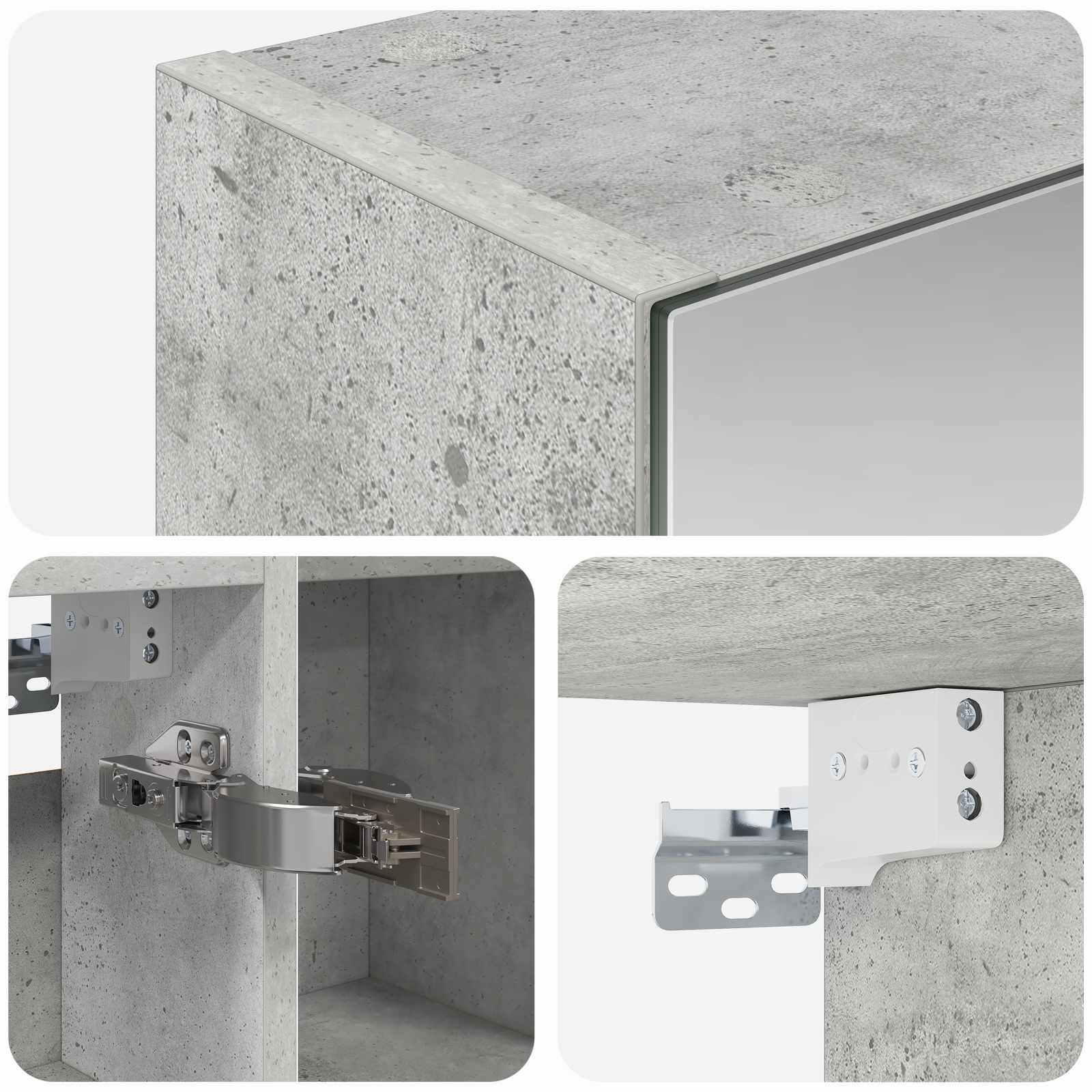 Badkamer spiegelkast Beton Grijs 80 x 14.5 x 70 cm Bewerkt hout is nu te koop bij PeponiXL, paradijselijk wonen!