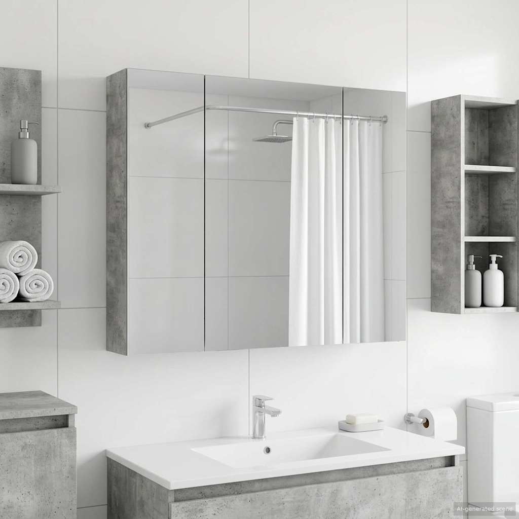 Badkamer spiegelkast Beton Grijs 80 x 14.5 x 70 cm Bewerkt hout is nu te koop bij PeponiXL, paradijselijk wonen!