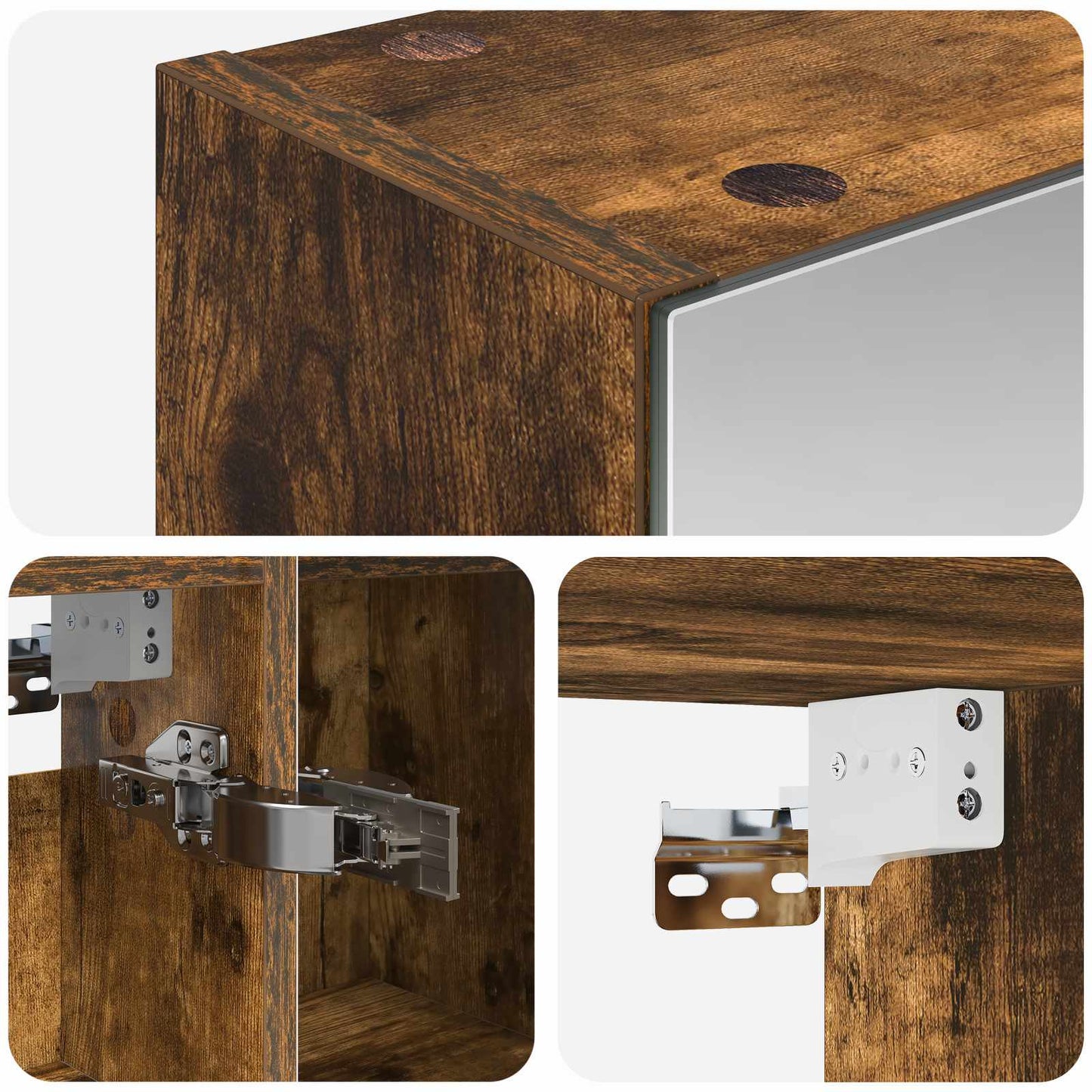 Badkamer spiegelkast met plank Gerookt eiken 80 x 14.5 x 70 cm is nu te koop bij PeponiXL, paradijselijk wonen!