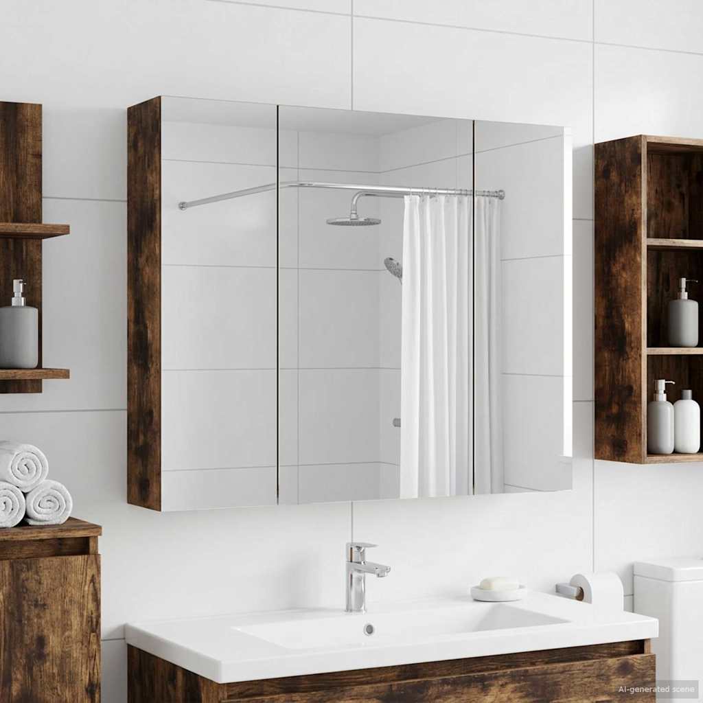 Badkamer spiegelkast met plank Gerookt eiken 80 x 14.5 x 70 cm is nu te koop bij PeponiXL, paradijselijk wonen!