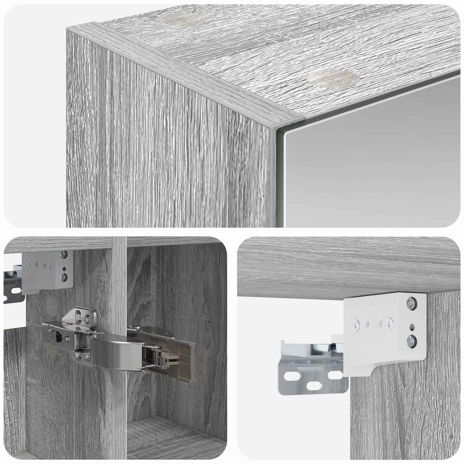 Badkamer spiegelkast met plank Grijs Sonoma 80 x 14.5 x 70 cm is nu te koop bij PeponiXL, paradijselijk wonen!