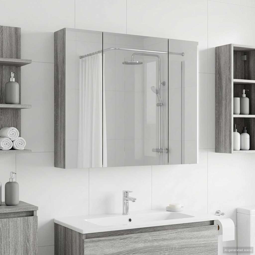 Badkamer spiegelkast met plank Grijs Sonoma 80 x 14.5 x 70 cm is nu te koop bij PeponiXL, paradijselijk wonen!