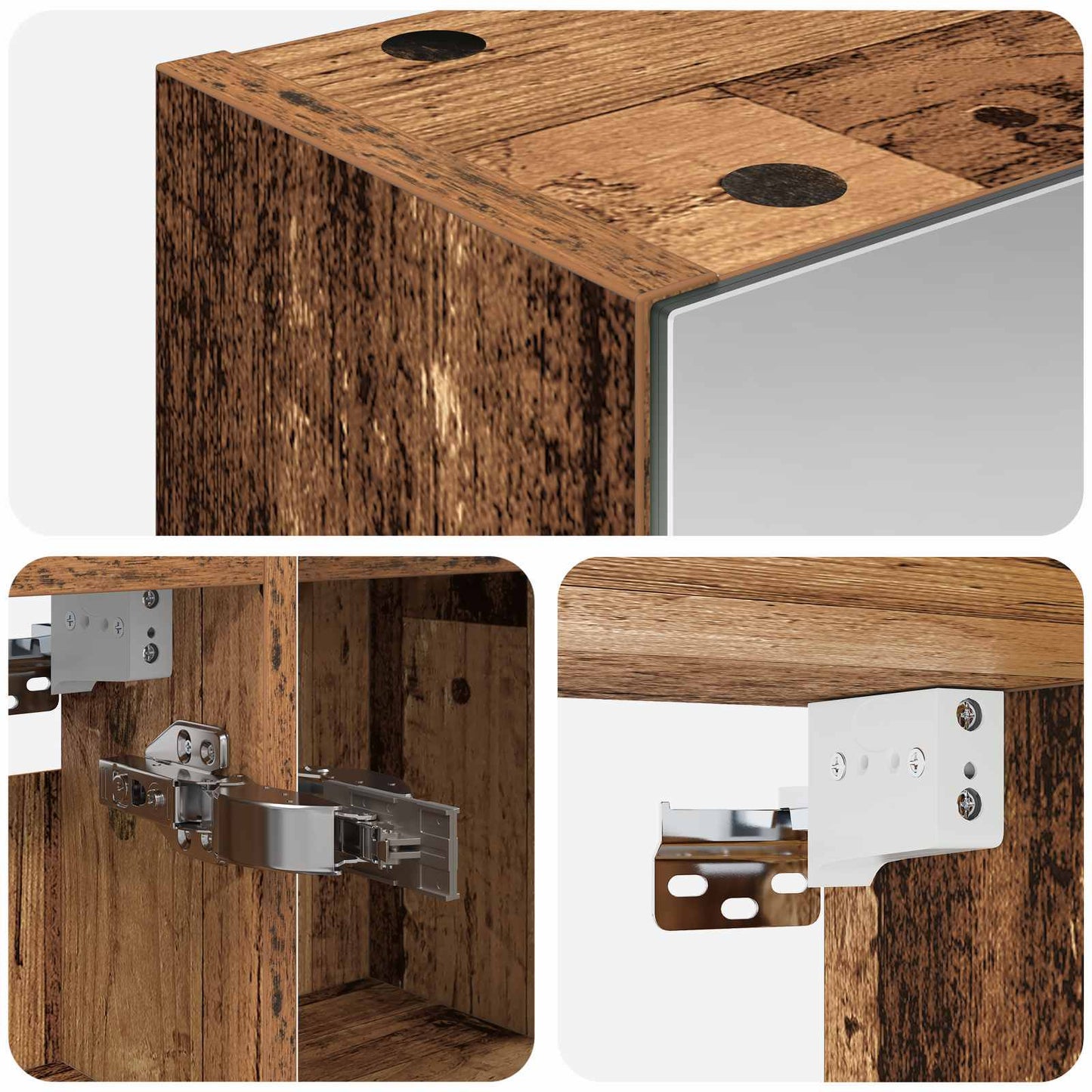 Badkamer spiegelkast Oudhout 80 x 14.5 x 70 cm Bewerkt hout is nu te koop bij PeponiXL, paradijselijk wonen!