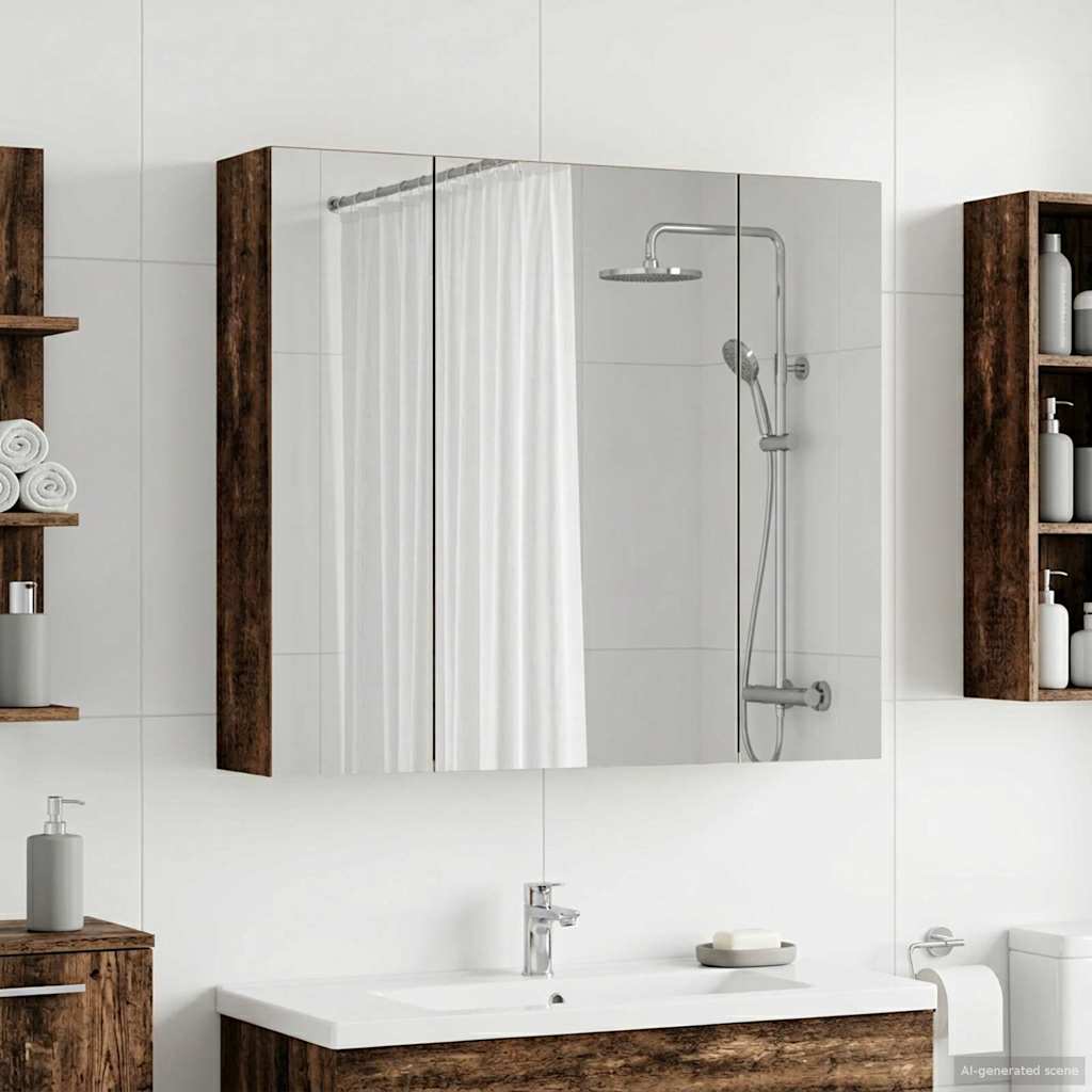 Badkamer spiegelkast Oudhout 80 x 14.5 x 70 cm Bewerkt hout is nu te koop bij PeponiXL, paradijselijk wonen!