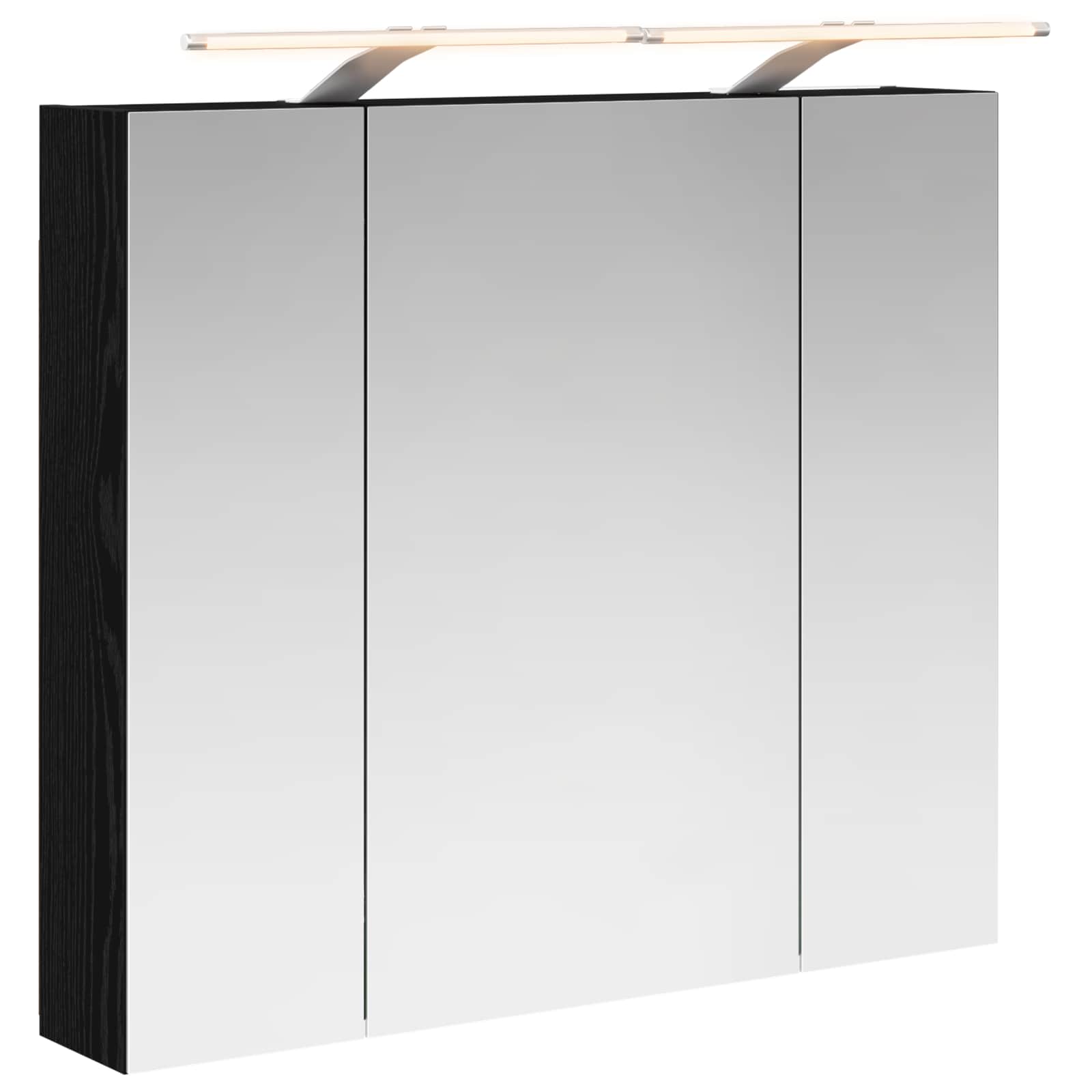 Badkamer spiegelkast Zwart Eiken 80 x 14.5 x 70 cm Bewerkt hout is nu te koop bij PeponiXL, paradijselijk wonen!