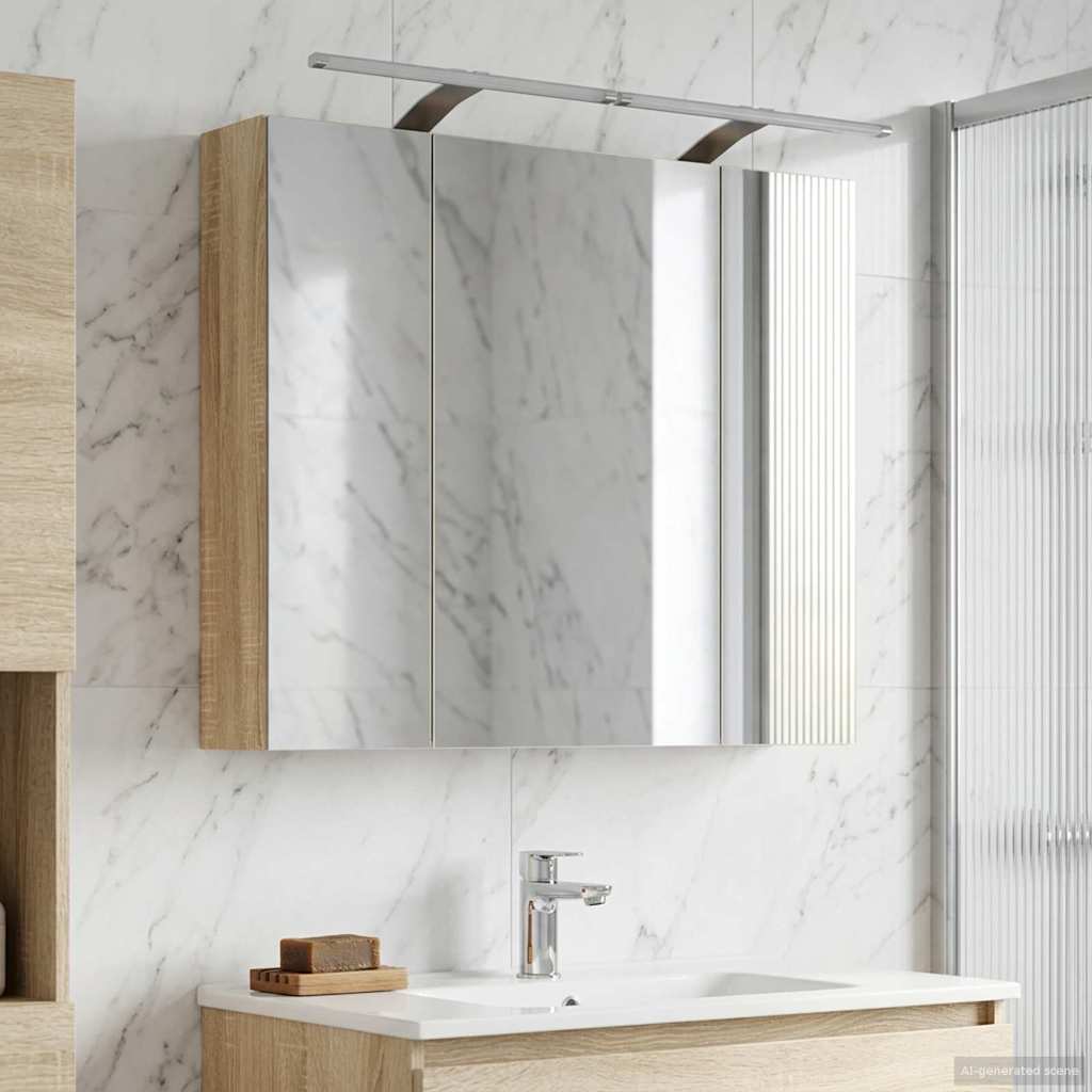 Badkamer spiegelkast met plank Sonoma Eiken 80 x 14.5 x 70 cm is nu te koop bij PeponiXL, paradijselijk wonen!
