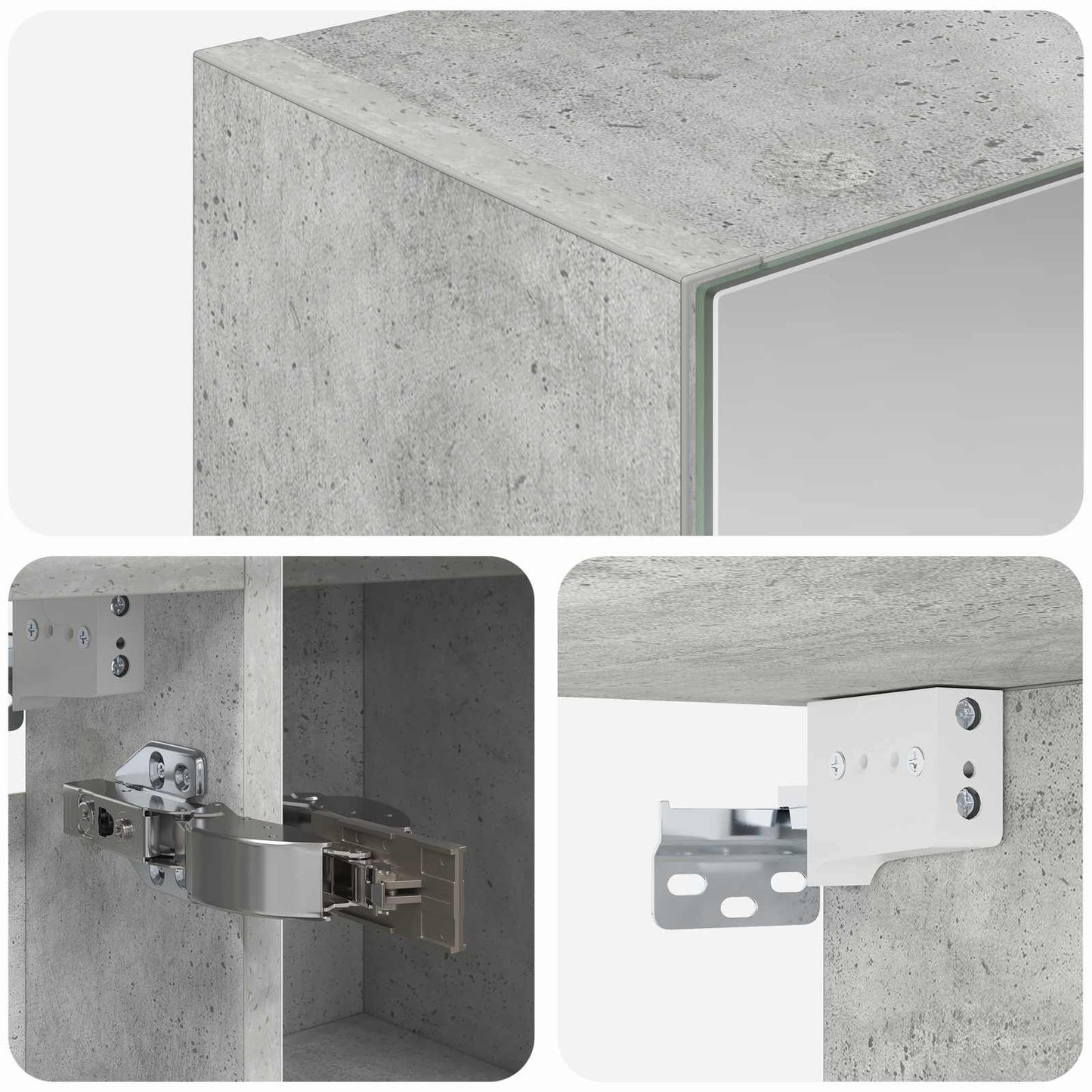 Badkamer spiegelkast Beton Grijs 80 x 14.5 x 70 cm Bewerkt hout is nu te koop bij PeponiXL, paradijselijk wonen!