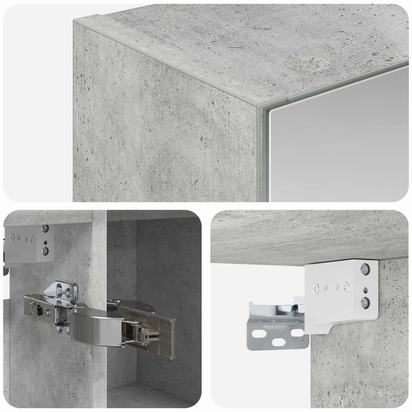 Badkamer spiegelkast Beton Grijs 80 x 14.5 x 70 cm Bewerkt hout is nu te koop bij PeponiXL, paradijselijk wonen!