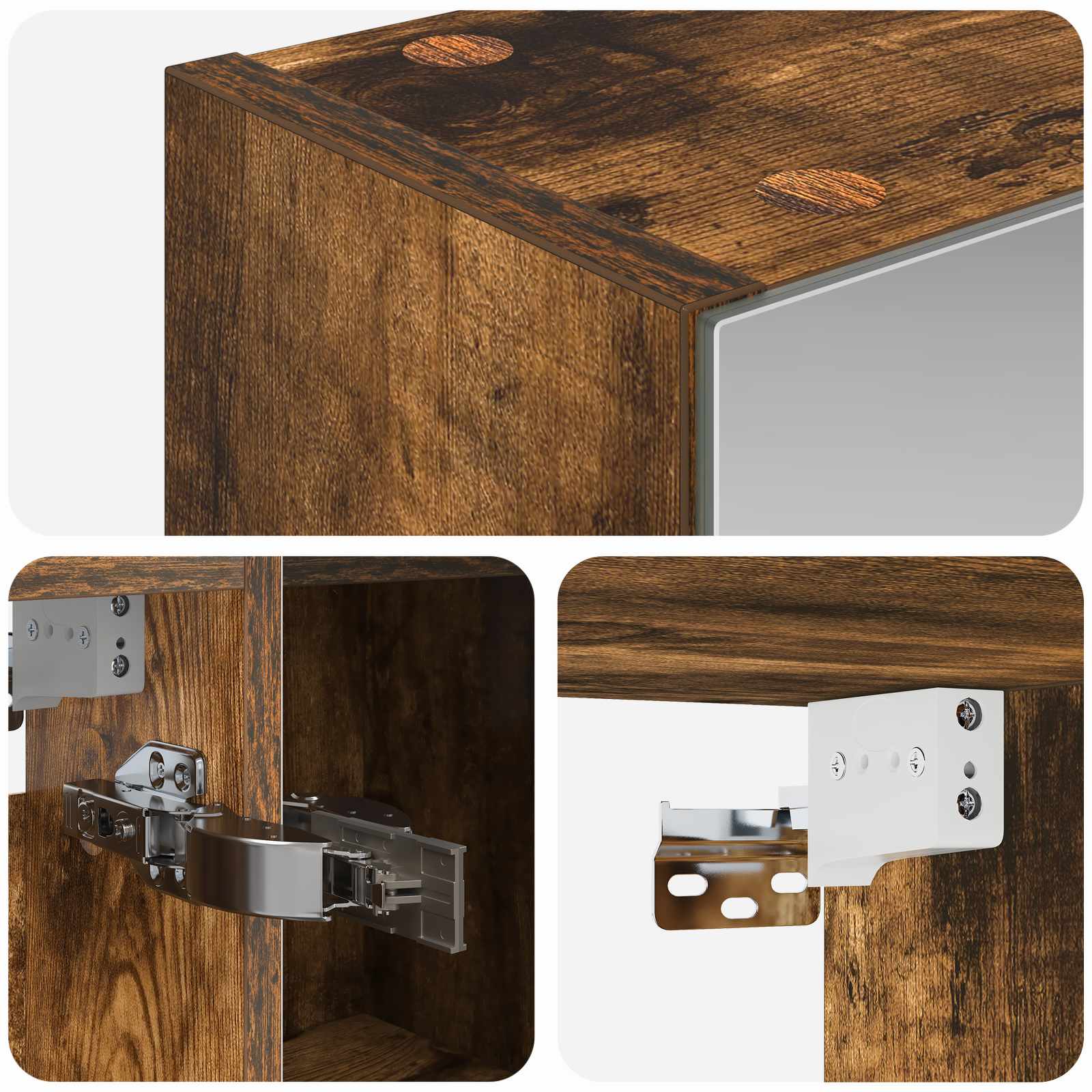 Badkamer spiegelkast met plank Gerookt eiken 80 x 14.5 x 70 cm is nu te koop bij PeponiXL, paradijselijk wonen!