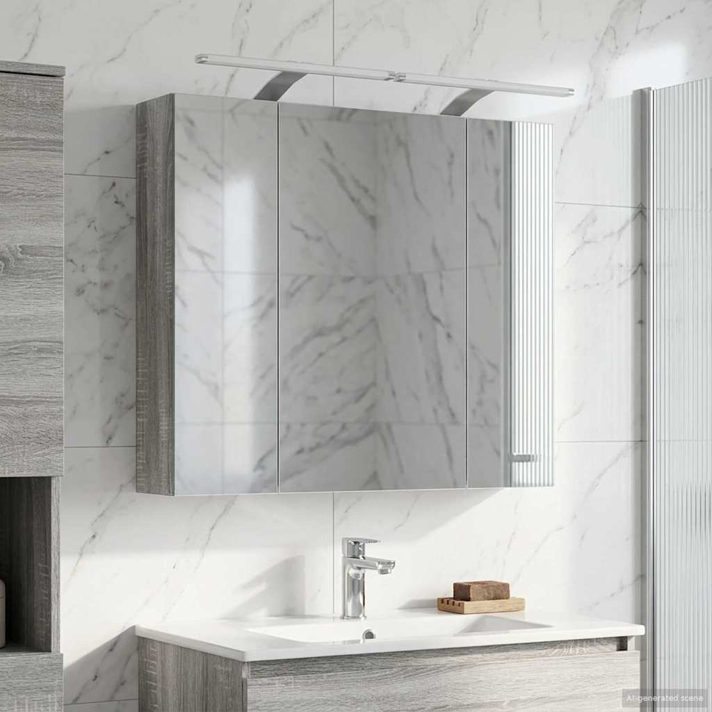 Badkamer spiegelkast met plank Grijs Sonoma 80 x 14.5 x 70 cm is nu te koop bij PeponiXL, paradijselijk wonen!