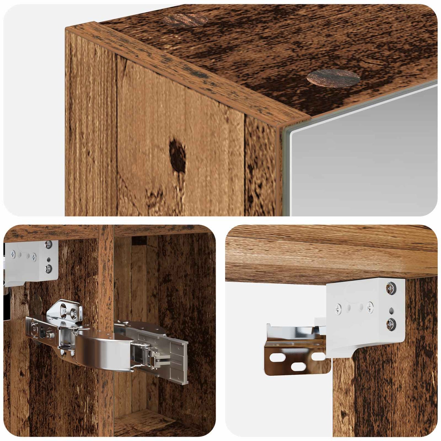 Badkamer spiegelkast Oudhout 80 x 14.5 x 70 cm Bewerkt hout is nu te koop bij PeponiXL, paradijselijk wonen!