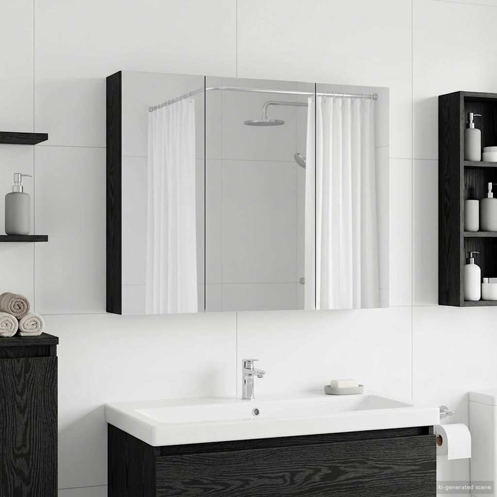 Badkamer spiegelkast met plank Zwart Eiken 100 x 14,5 x 70 cm is nu te koop bij PeponiXL, paradijselijk wonen!