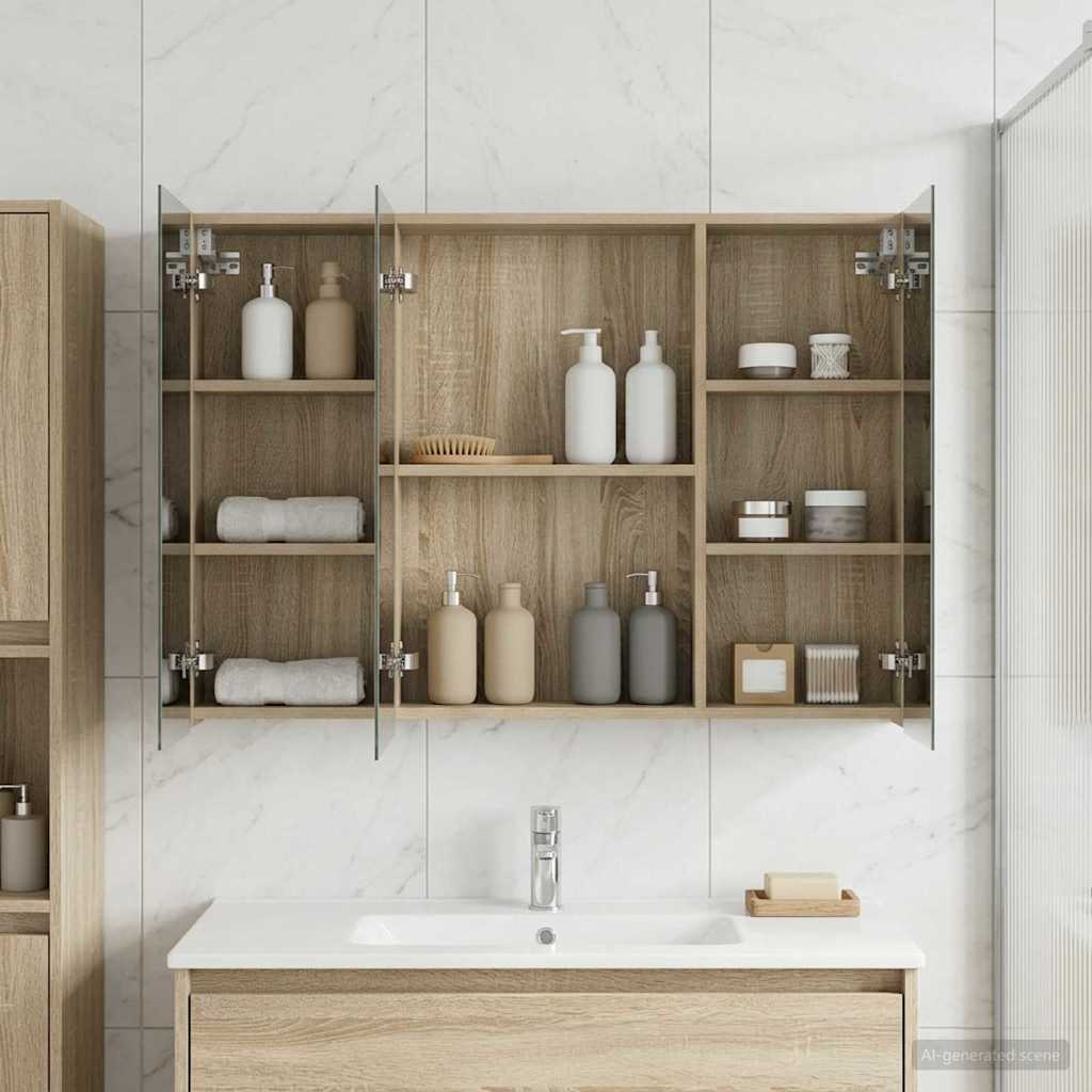 Badkamer spiegelkast met plank Sonoma Eiken 100 x 14,5 x 70 cm is nu te koop bij PeponiXL, paradijselijk wonen!