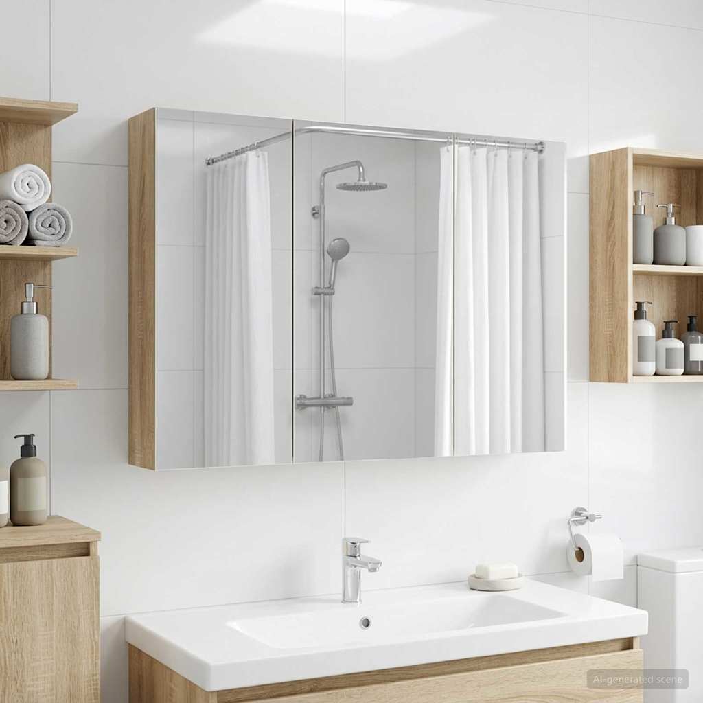 Badkamer spiegelkast met plank Sonoma Eiken 100 x 14,5 x 70 cm is nu te koop bij PeponiXL, paradijselijk wonen!