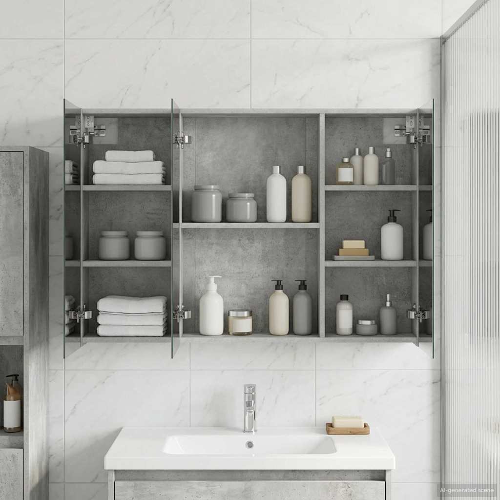 Badkamer spiegelkast met plank Beton Grijs 100 x 14,5 x 70 cm is nu te koop bij PeponiXL, paradijselijk wonen!