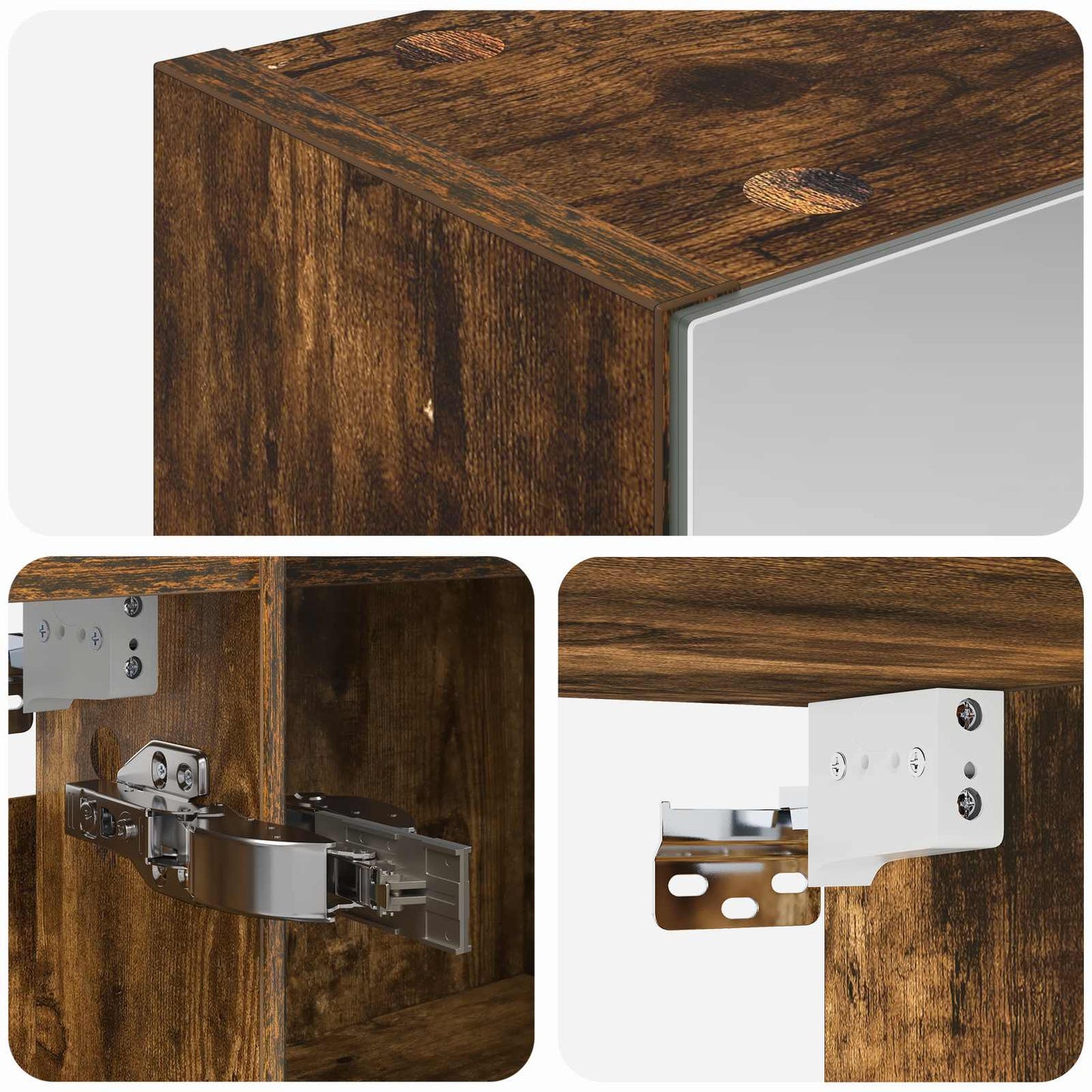 Badkamer spiegelkast met plank Gerookt eiken 100 x 14,5 x 70 cm is nu te koop bij PeponiXL, paradijselijk wonen!
