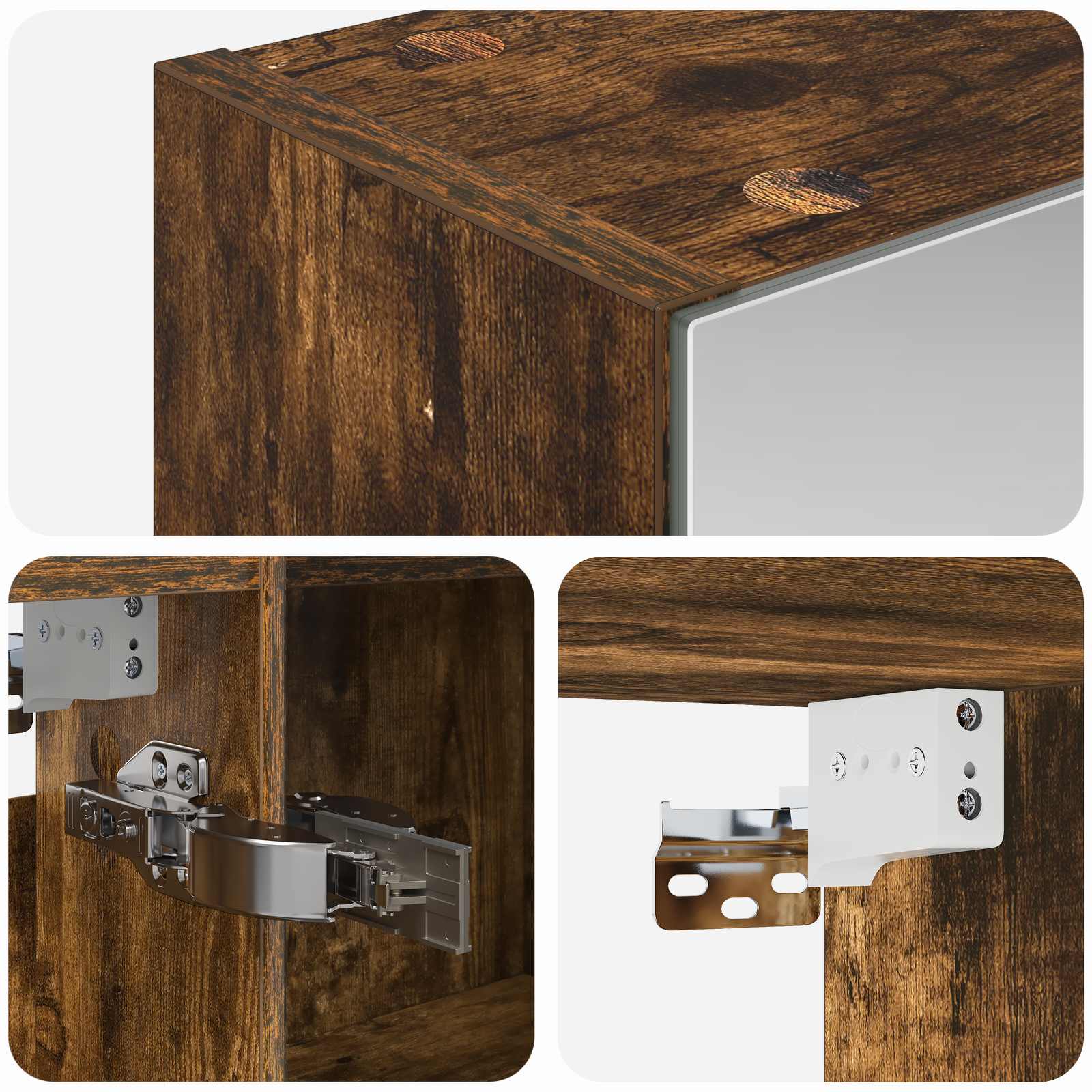 Badkamer spiegelkast met plank Gerookt eiken 100 x 14,5 x 70 cm is nu te koop bij PeponiXL, paradijselijk wonen!