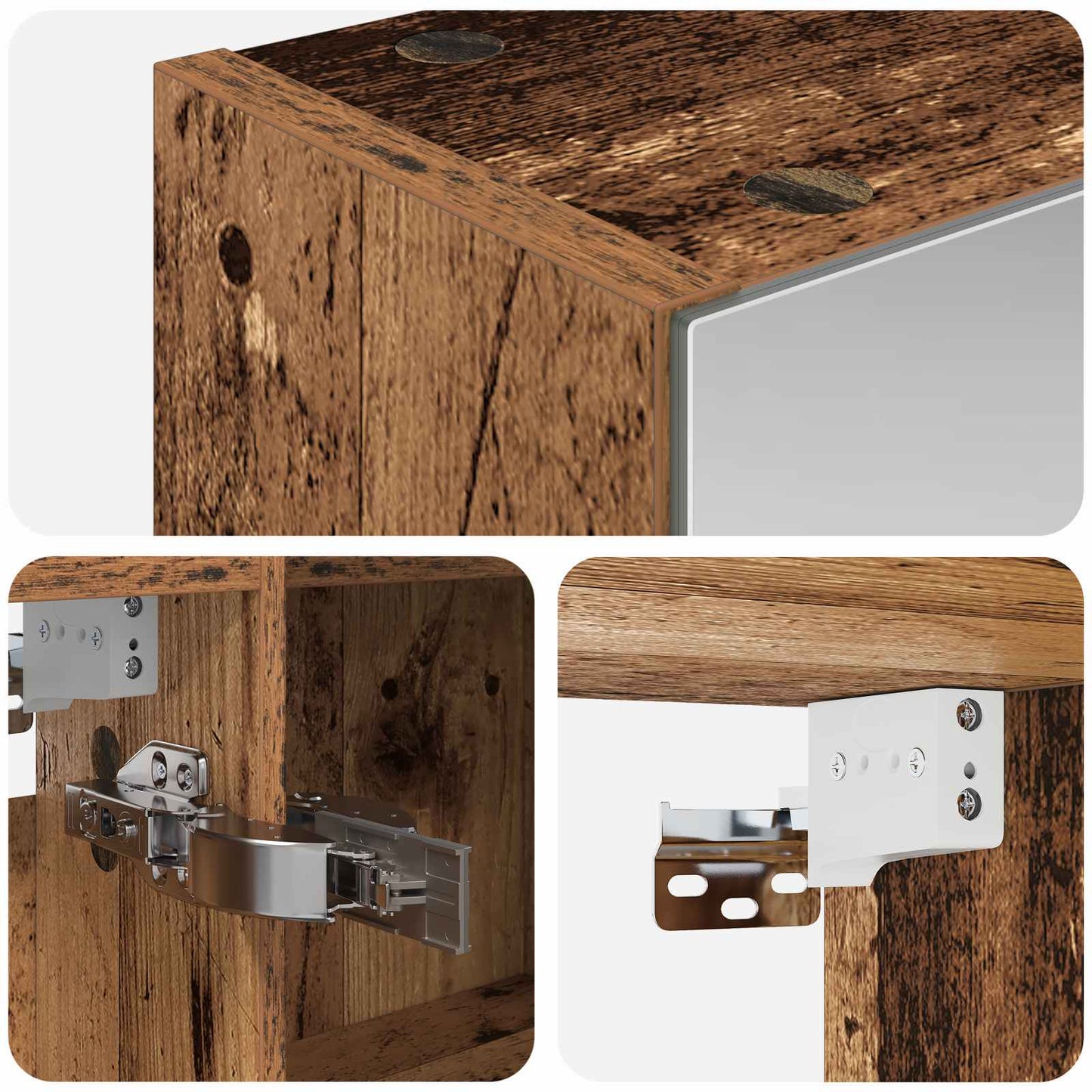 Badkamer spiegelkast Oudhout 100 x 14,5 x 70 cm Bewerkt hout is nu te koop bij PeponiXL, paradijselijk wonen!
