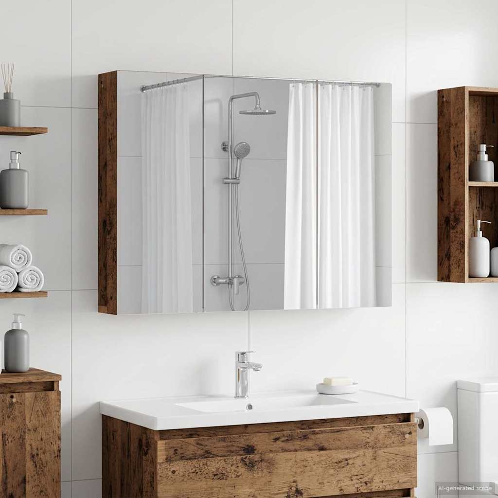 Badkamer spiegelkast Oudhout 100 x 14,5 x 70 cm Bewerkt hout is nu te koop bij PeponiXL, paradijselijk wonen!