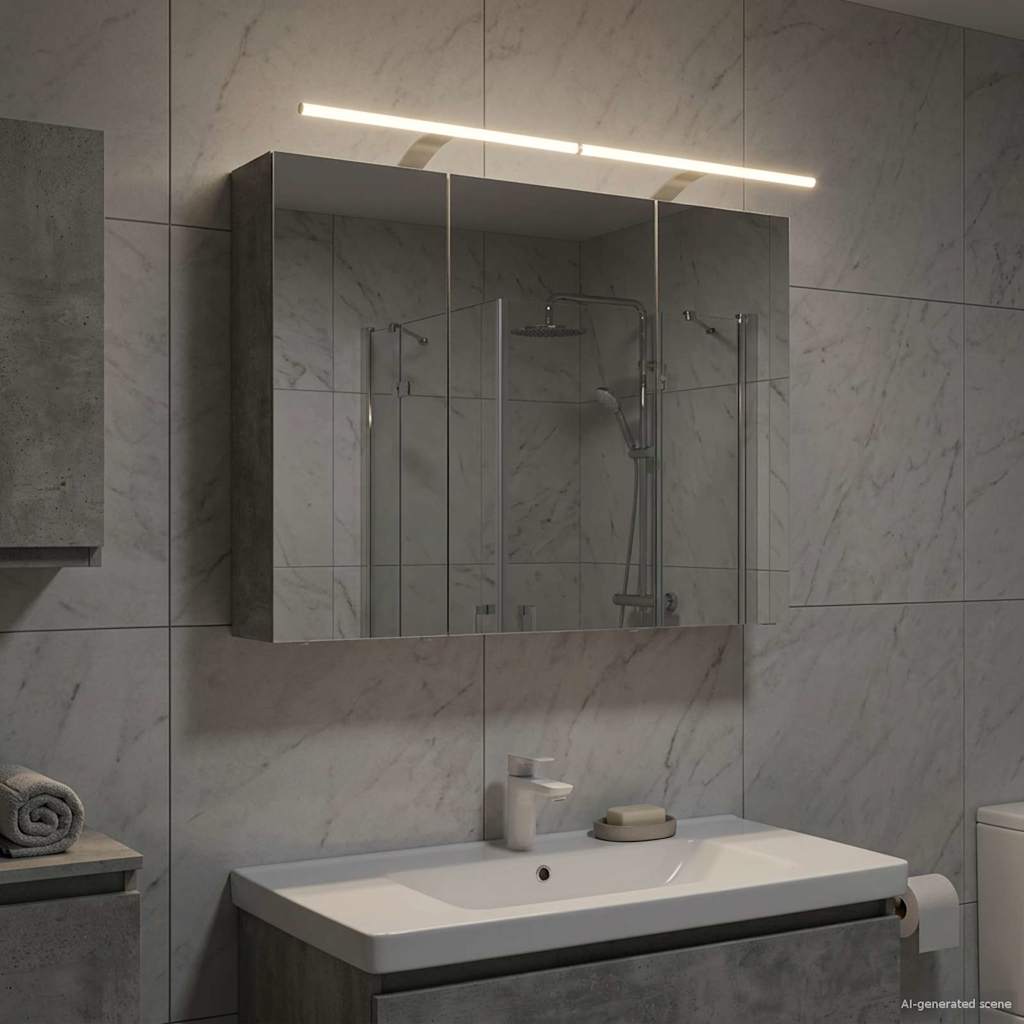 Badkamer spiegelkast met plank Beton Grijs 100 x 14,5 x 70 cm is nu te koop bij PeponiXL, paradijselijk wonen!