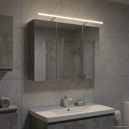 Badkamer spiegelkast met plank Beton Grijs 100 x 14,5 x 70 cm is nu te koop bij PeponiXL, paradijselijk wonen!