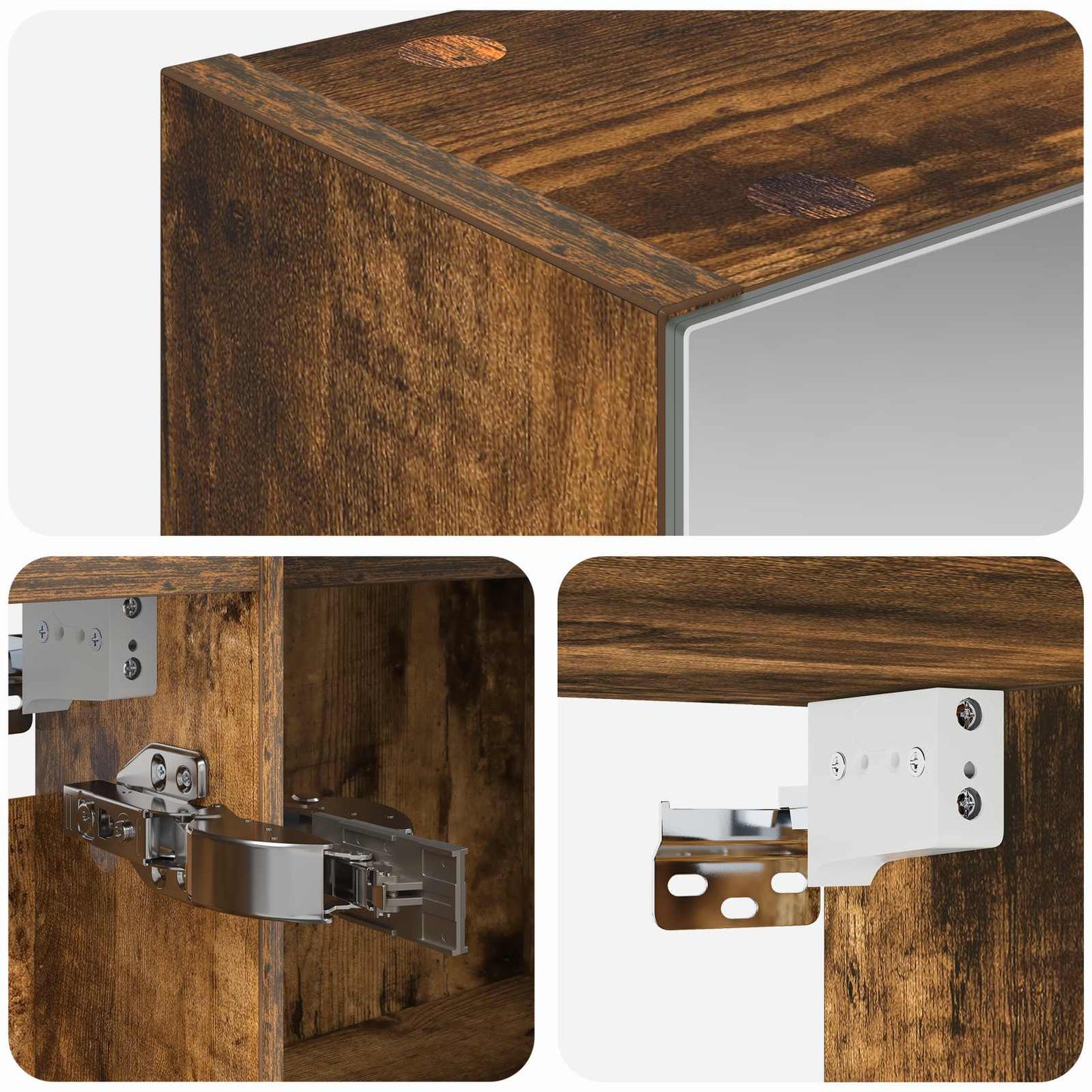 Badkamer spiegelkast met plank Gerookt eiken 100 x 14,5 x 70 cm is nu te koop bij PeponiXL, paradijselijk wonen!