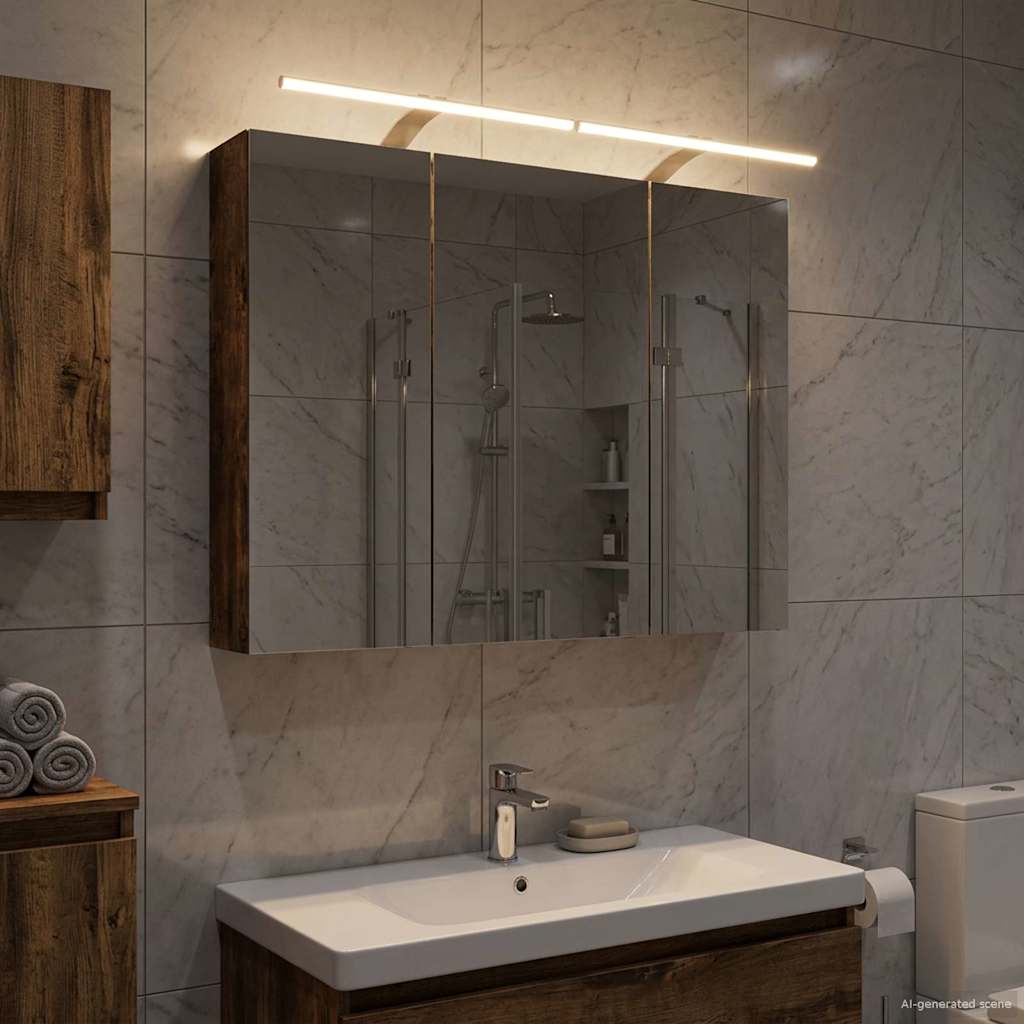 Badkamer spiegelkast met plank Gerookt eiken 100 x 14,5 x 70 cm is nu te koop bij PeponiXL, paradijselijk wonen!