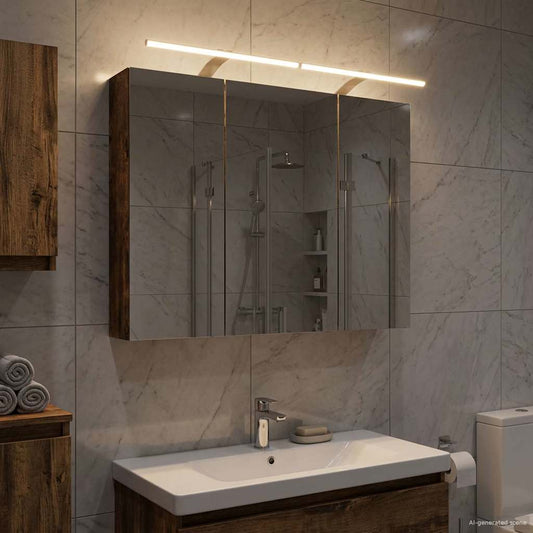 Badkamer spiegelkast met plank Gerookt eiken 100 x 14,5 x 70 cm is nu te koop bij PeponiXL, paradijselijk wonen!