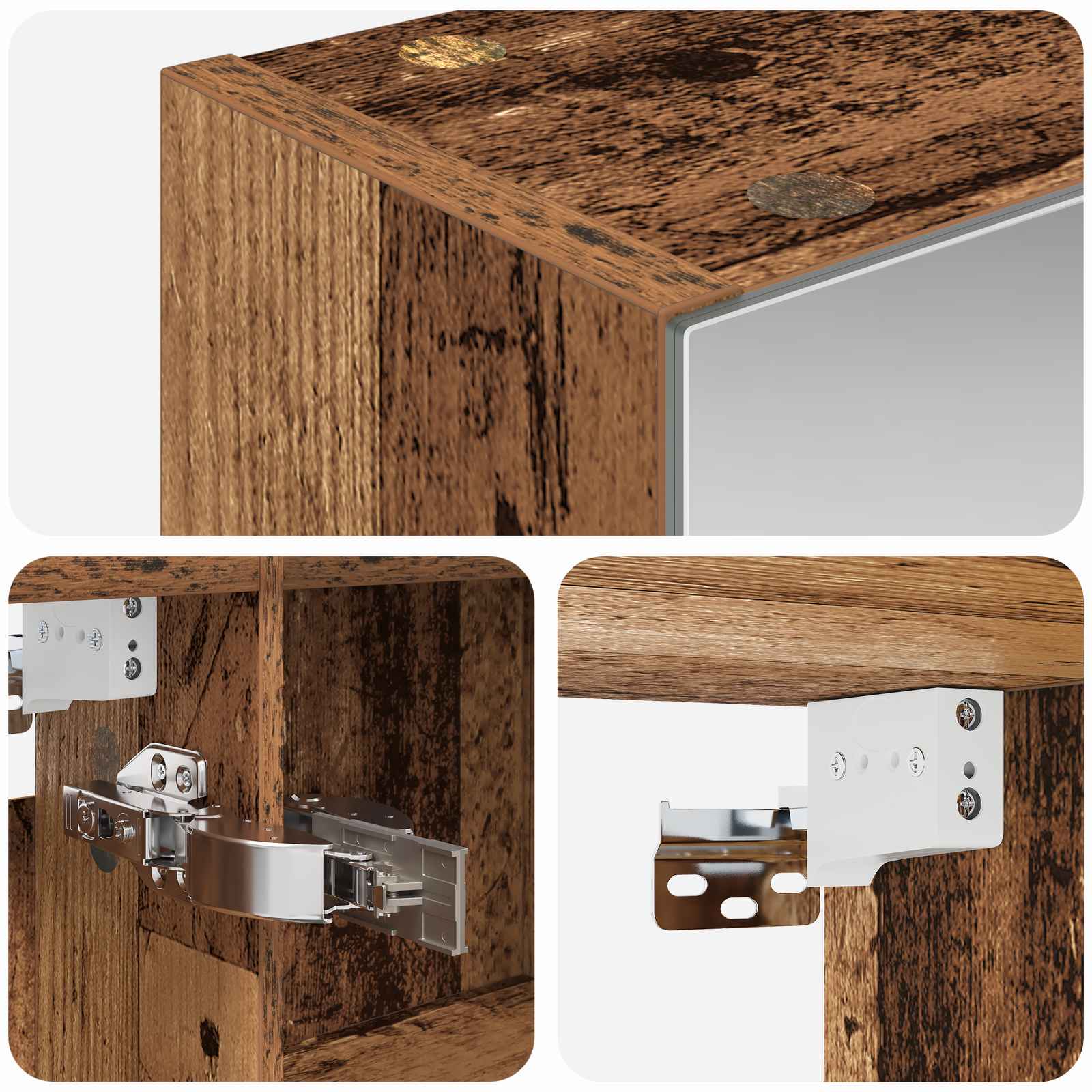 Badkamer spiegelkast Oudhout 100 x 14,5 x 70 cm Bewerkt hout is nu te koop bij PeponiXL, paradijselijk wonen!