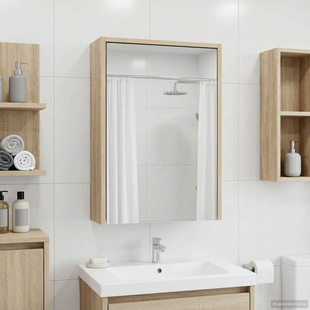 Badkamer spiegelkast met plank Sonoma Eiken 43 x 16 x 62.5 cm is nu te koop bij PeponiXL, paradijselijk wonen!