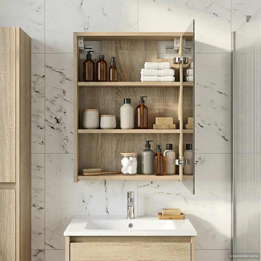 Badkamer spiegelkast met plank Sonoma Eiken 43 x 16 x 62.5 cm is nu te koop bij PeponiXL, paradijselijk wonen!