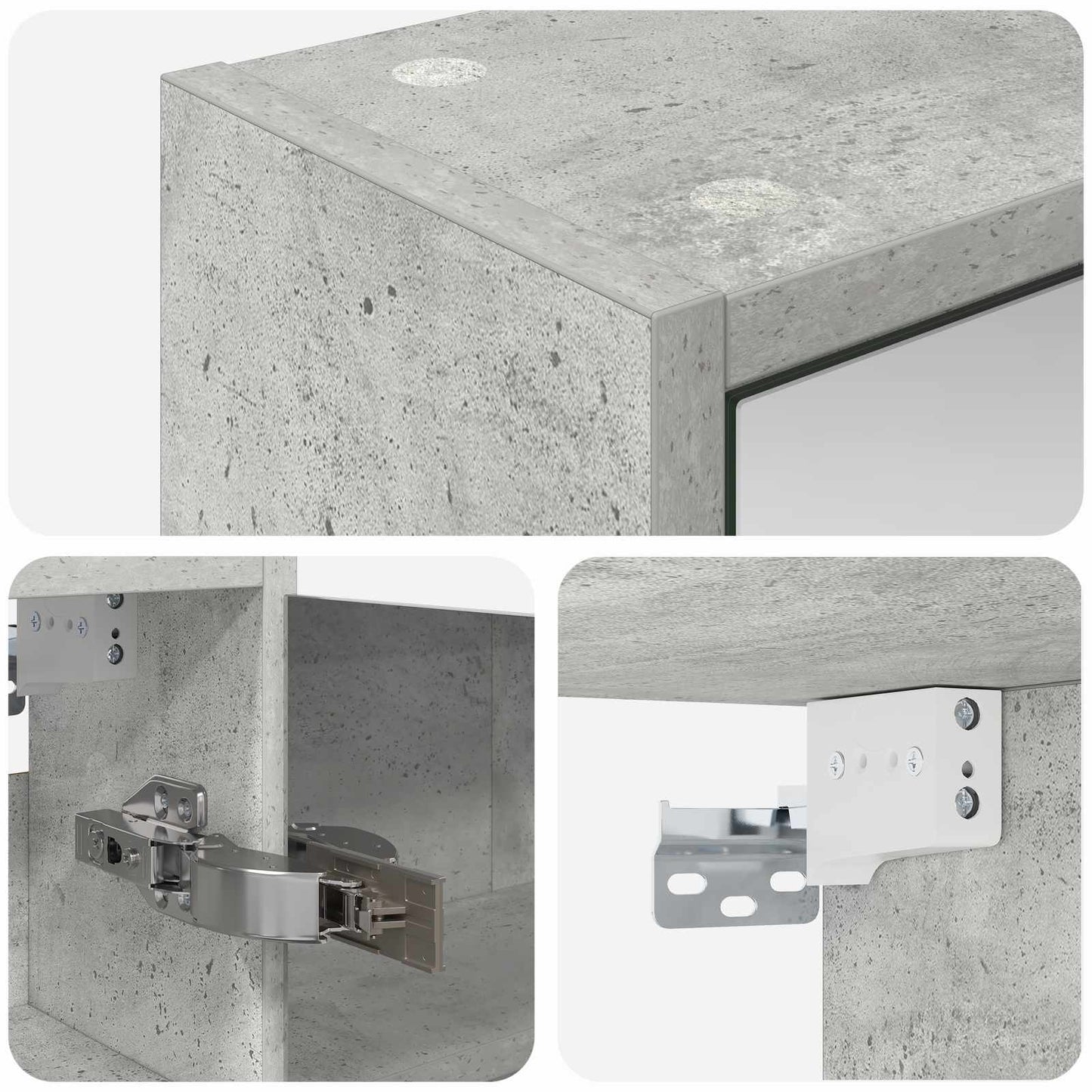 Badkamer spiegelkast Beton Grijs 43 x 16 x 62.5 cm Bewerkt hout is nu te koop bij PeponiXL, paradijselijk wonen!