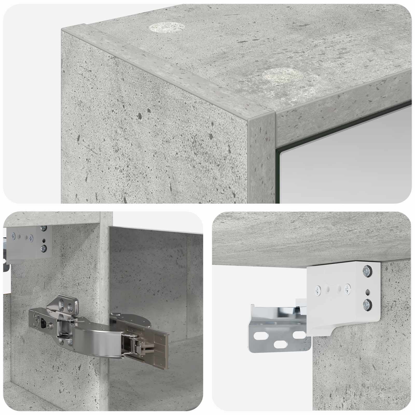 Badkamer spiegelkast Beton Grijs 43 x 16 x 62.5 cm Bewerkt hout is nu te koop bij PeponiXL, paradijselijk wonen!