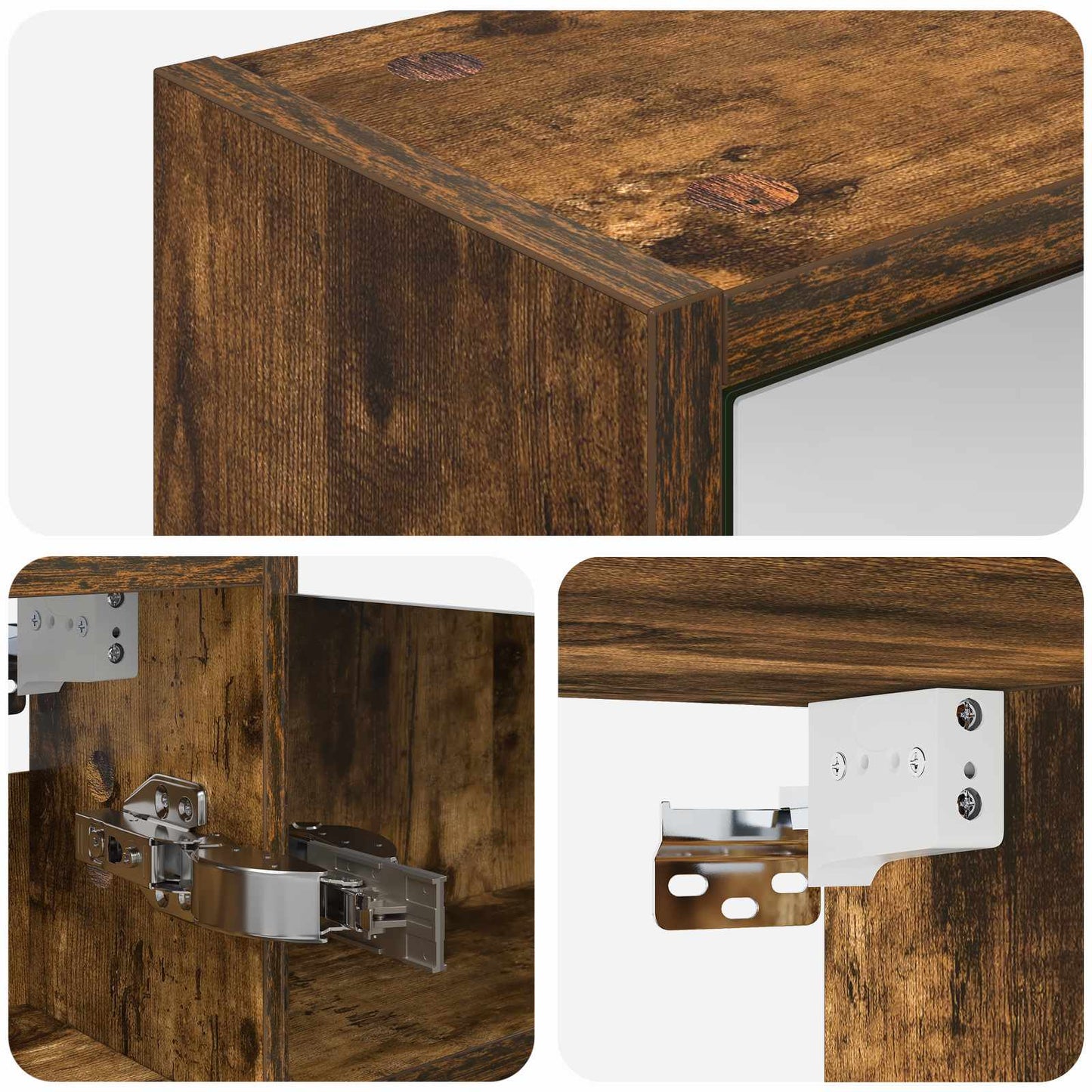 Badkamer spiegelkast met plank Gerookt eiken 43 x 16 x 62.5 cm is nu te koop bij PeponiXL, paradijselijk wonen!