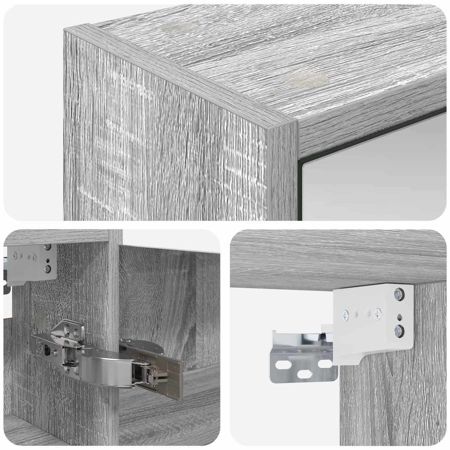 Badkamer spiegelkast met plank Grijs Sonoma 43 x 16 x 62.5 cm is nu te koop bij PeponiXL, paradijselijk wonen!