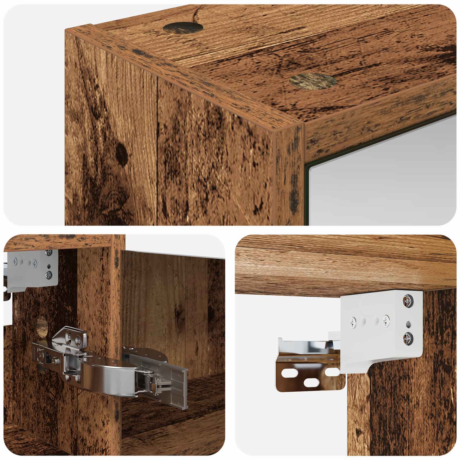 Badkamer spiegelkast Oudhout 43 x 16 x 62.5 cm Bewerkt hout is nu te koop bij PeponiXL, paradijselijk wonen!