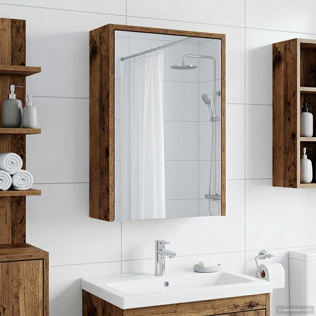 Badkamer spiegelkast Oudhout 43 x 16 x 62.5 cm Bewerkt hout is nu te koop bij PeponiXL, paradijselijk wonen!