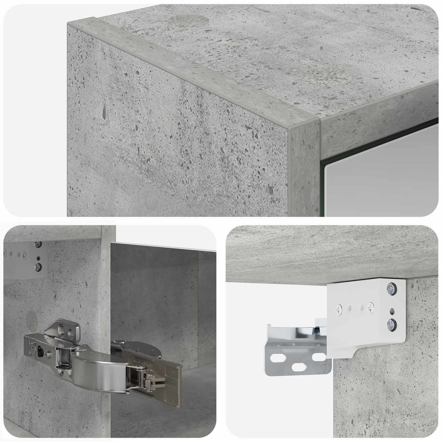 Badkamer spiegelkast Beton Grijs 43 x 16 x 62.5 cm Bewerkt hout is nu te koop bij PeponiXL, paradijselijk wonen!