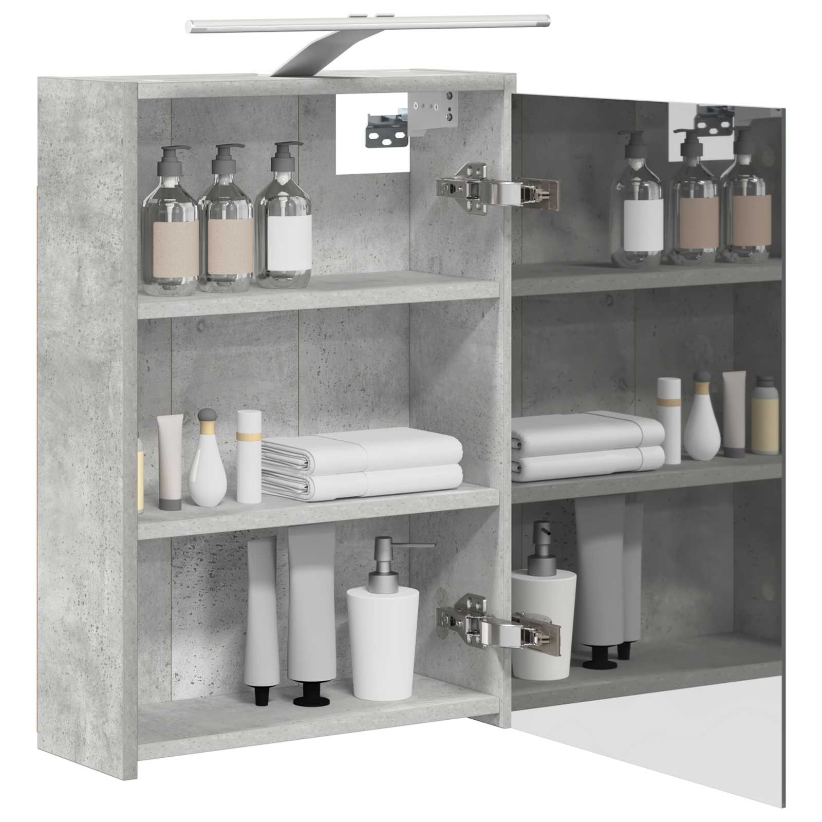 Badkamer spiegelkast Beton Grijs 43 x 16 x 62.5 cm Bewerkt hout is nu te koop bij PeponiXL, paradijselijk wonen!