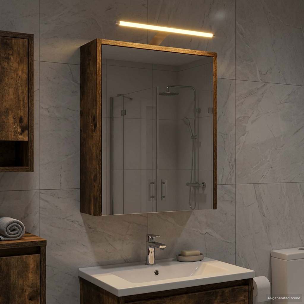 Badkamer spiegelkast met plank Gerookt eiken 43 x 16 x 62.5 cm is nu te koop bij PeponiXL, paradijselijk wonen!