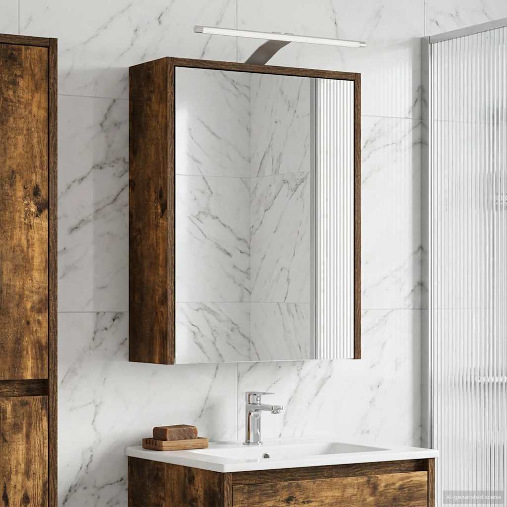 Badkamer spiegelkast met plank Gerookt eiken 43 x 16 x 62.5 cm is nu te koop bij PeponiXL, paradijselijk wonen!
