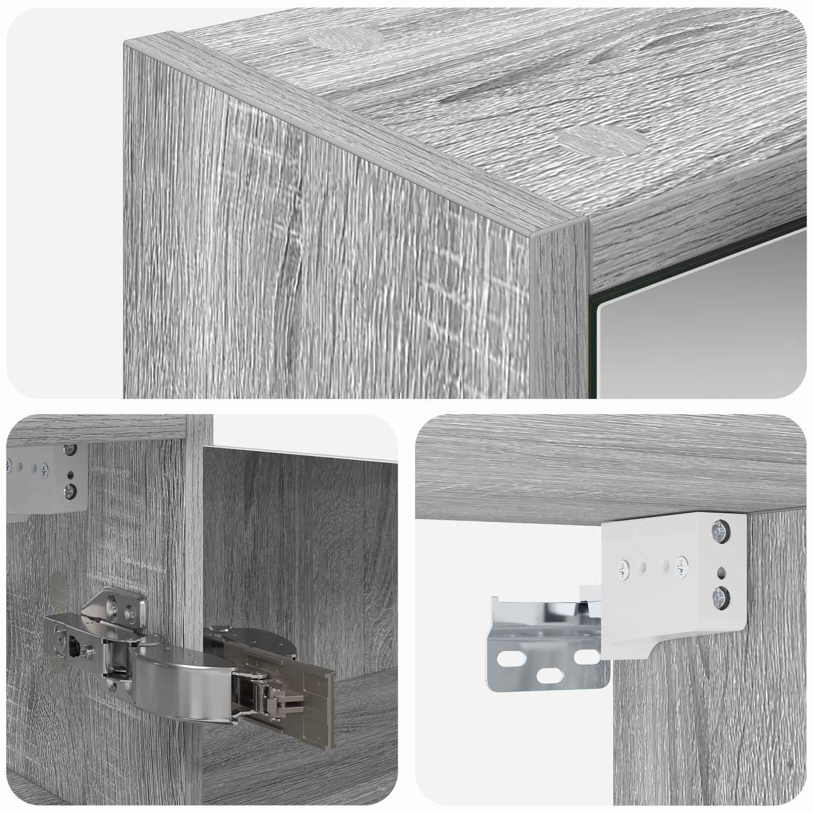 Badkamer spiegelkast met plank Grijs Sonoma 43 x 16 x 62.5 cm is nu te koop bij PeponiXL, paradijselijk wonen!