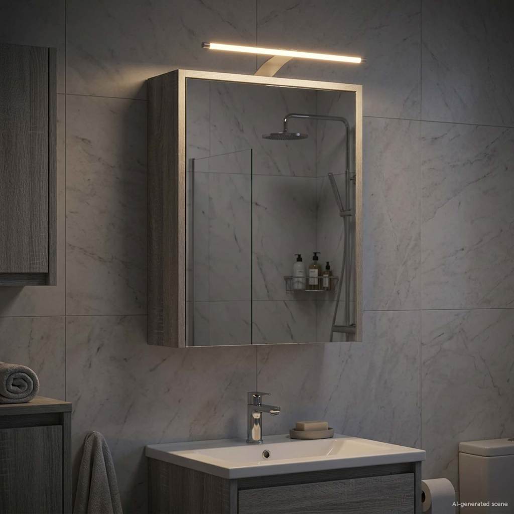 Badkamer spiegelkast met plank Grijs Sonoma 43 x 16 x 62.5 cm is nu te koop bij PeponiXL, paradijselijk wonen!
