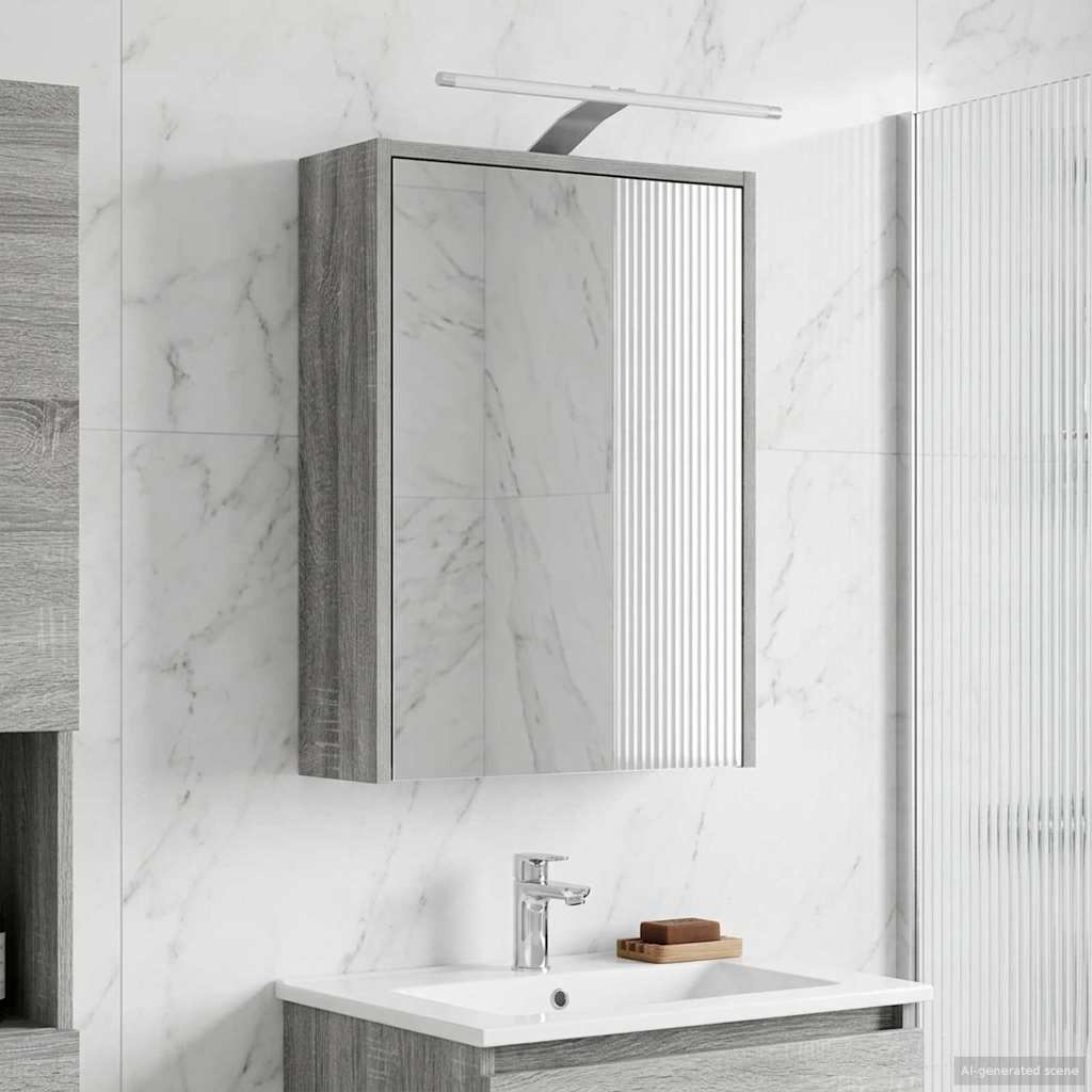 Badkamer spiegelkast met plank Grijs Sonoma 43 x 16 x 62.5 cm is nu te koop bij PeponiXL, paradijselijk wonen!