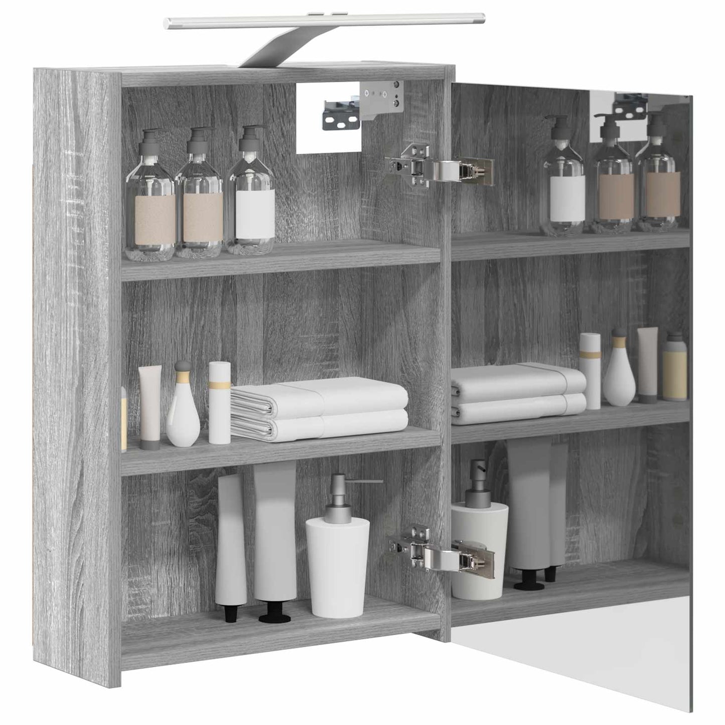 Badkamer spiegelkast met plank Grijs Sonoma 43 x 16 x 62.5 cm is nu te koop bij PeponiXL, paradijselijk wonen!