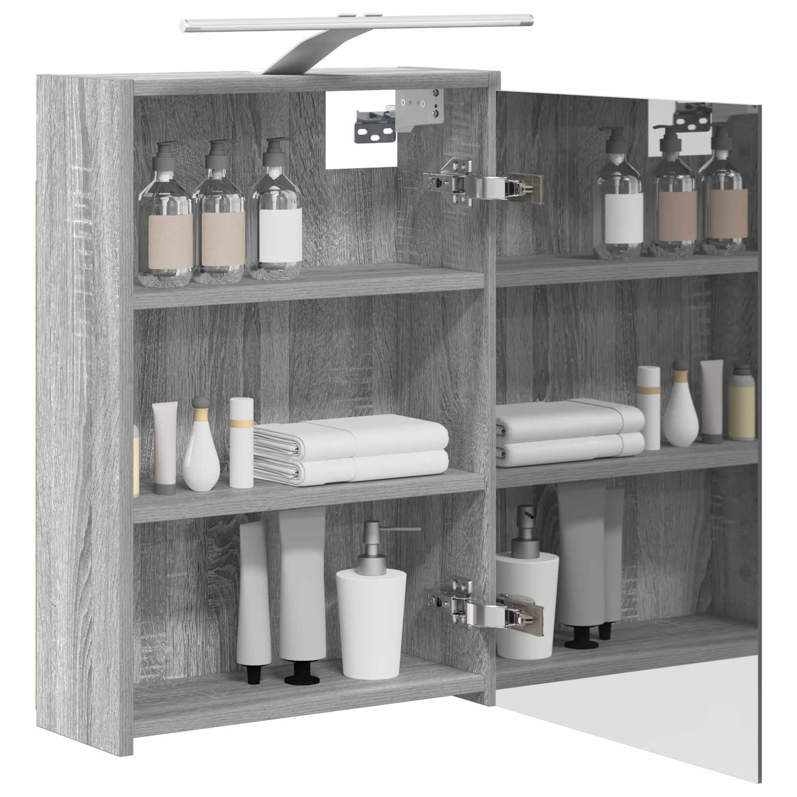 Badkamer spiegelkast met plank Grijs Sonoma 43 x 16 x 62.5 cm is nu te koop bij PeponiXL, paradijselijk wonen!