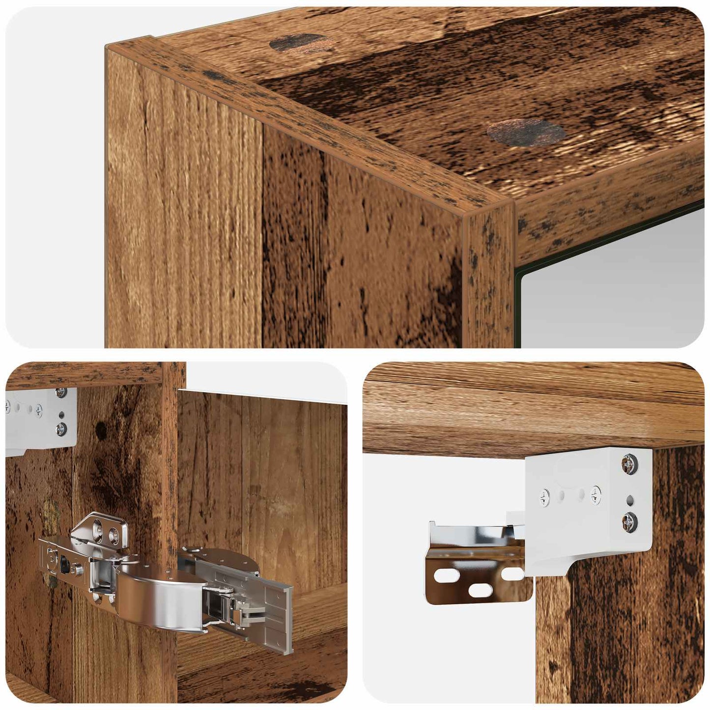Badkamer spiegelkast Oudhout 43 x 16 x 62.5 cm Bewerkt hout is nu te koop bij PeponiXL, paradijselijk wonen!