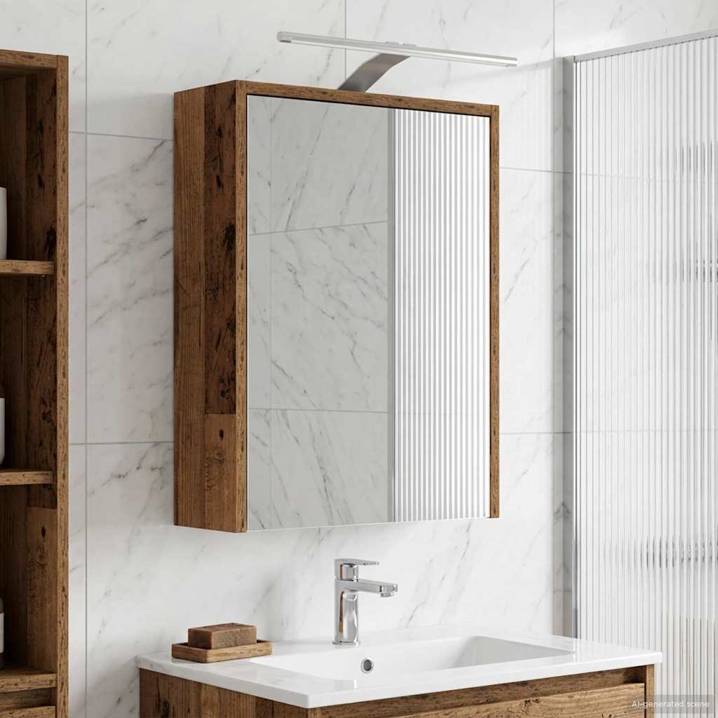 Badkamer spiegelkast Oudhout 43 x 16 x 62.5 cm Bewerkt hout is nu te koop bij PeponiXL, paradijselijk wonen!